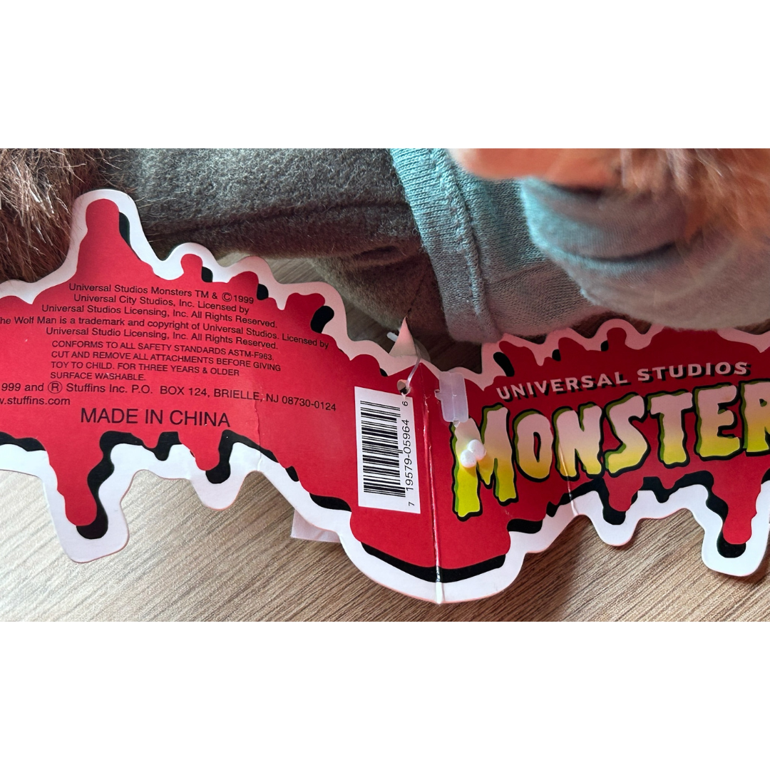 Universal Studios Monsters Wolf Man plush soft toy 1999 by Stuffins Horror genre werewolf