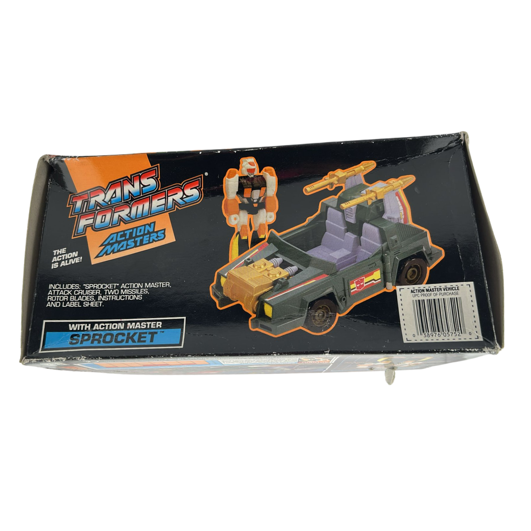 Transformers G1 Action Master Sprocket & Attack Cruiser with box not complete