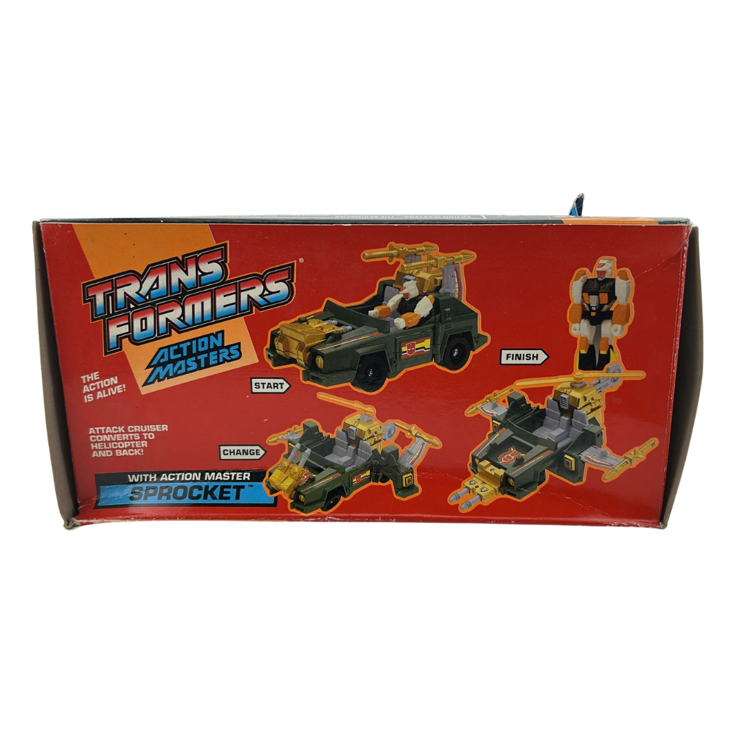 Transformers G1 Action Master Sprocket & Attack Cruiser with box not complete