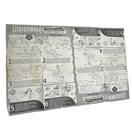 Visionaries Lancer Cycle instructions sheet