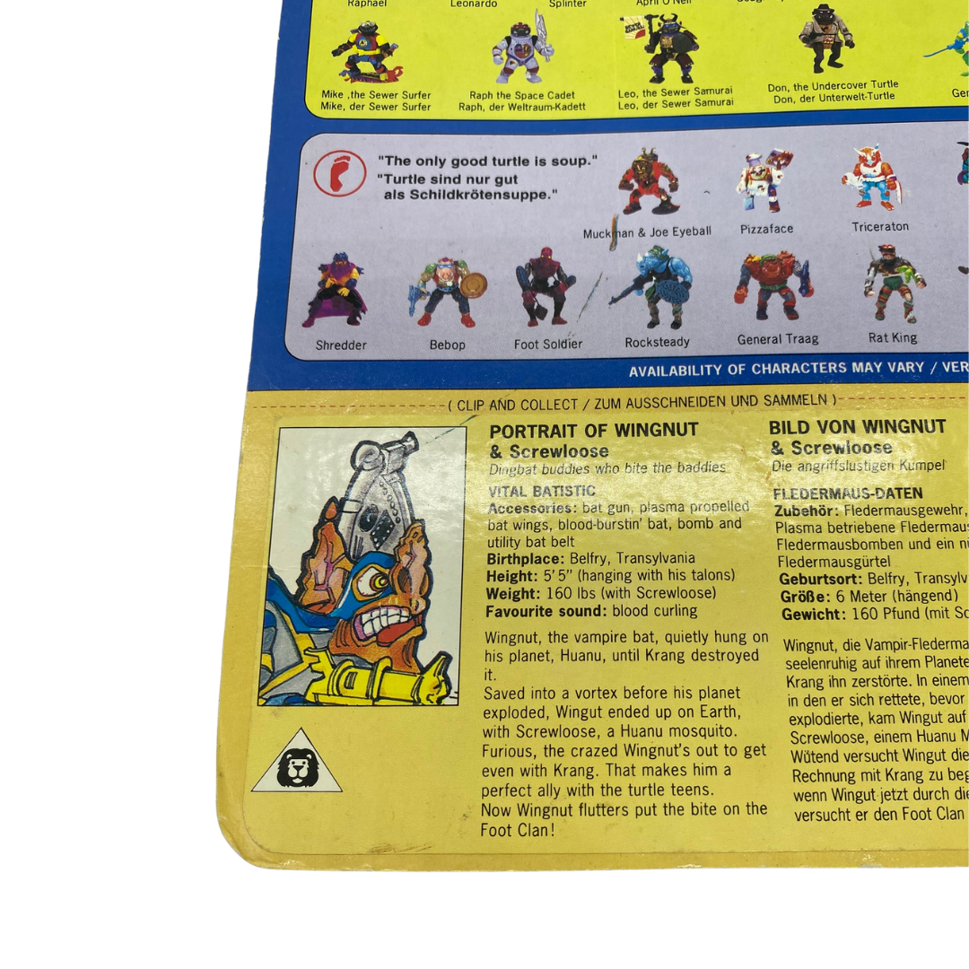 Teenage Mutant Ninja Turtles Wingnut figure cardback original