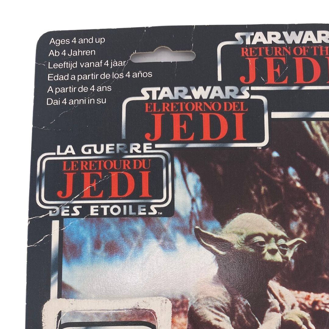 Vintage Star Wars Yoda Jedi Master Tri-Logo ROTJ cardback Palitoy