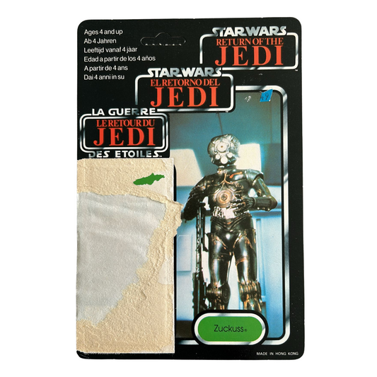 Vintage Star Wars tri logo 1983 ROTJ Zuckuss Bounty Hunter card back Kenner Orig