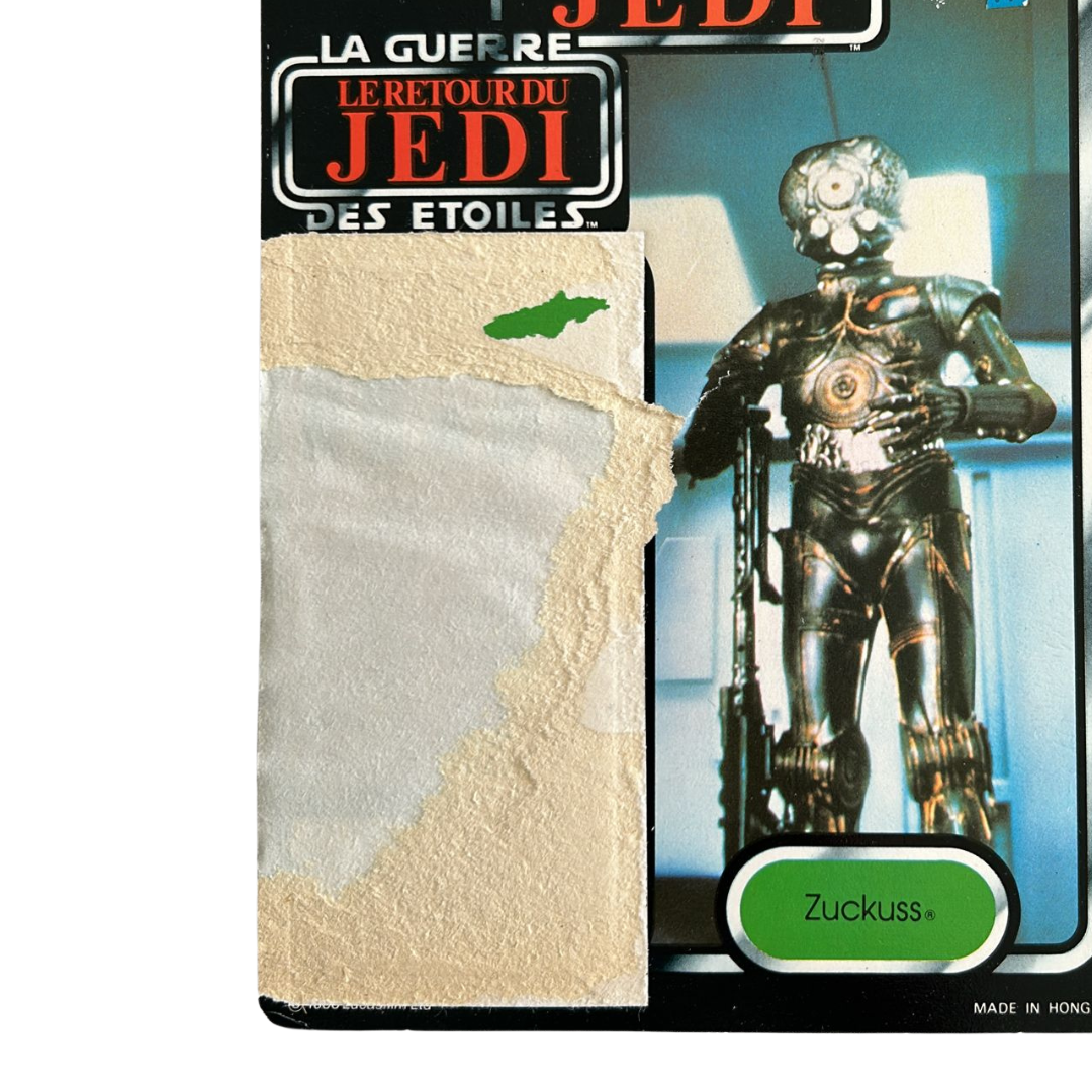 Vintage Star Wars tri logo 1983 ROTJ Zuckuss Bounty Hunter card back Kenner Orig