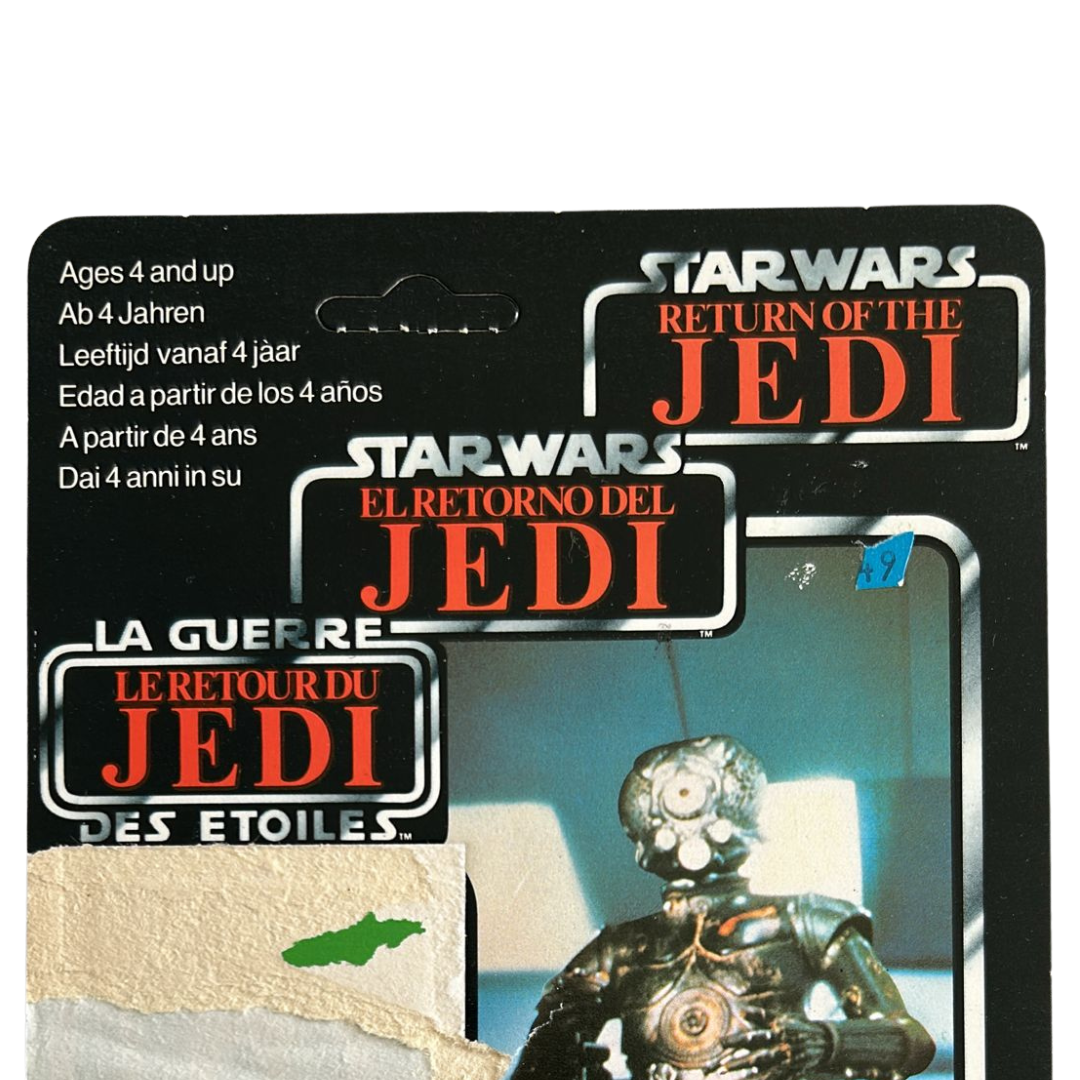 Vintage Star Wars tri logo 1983 ROTJ Zuckuss Bounty Hunter card back Kenner Orig