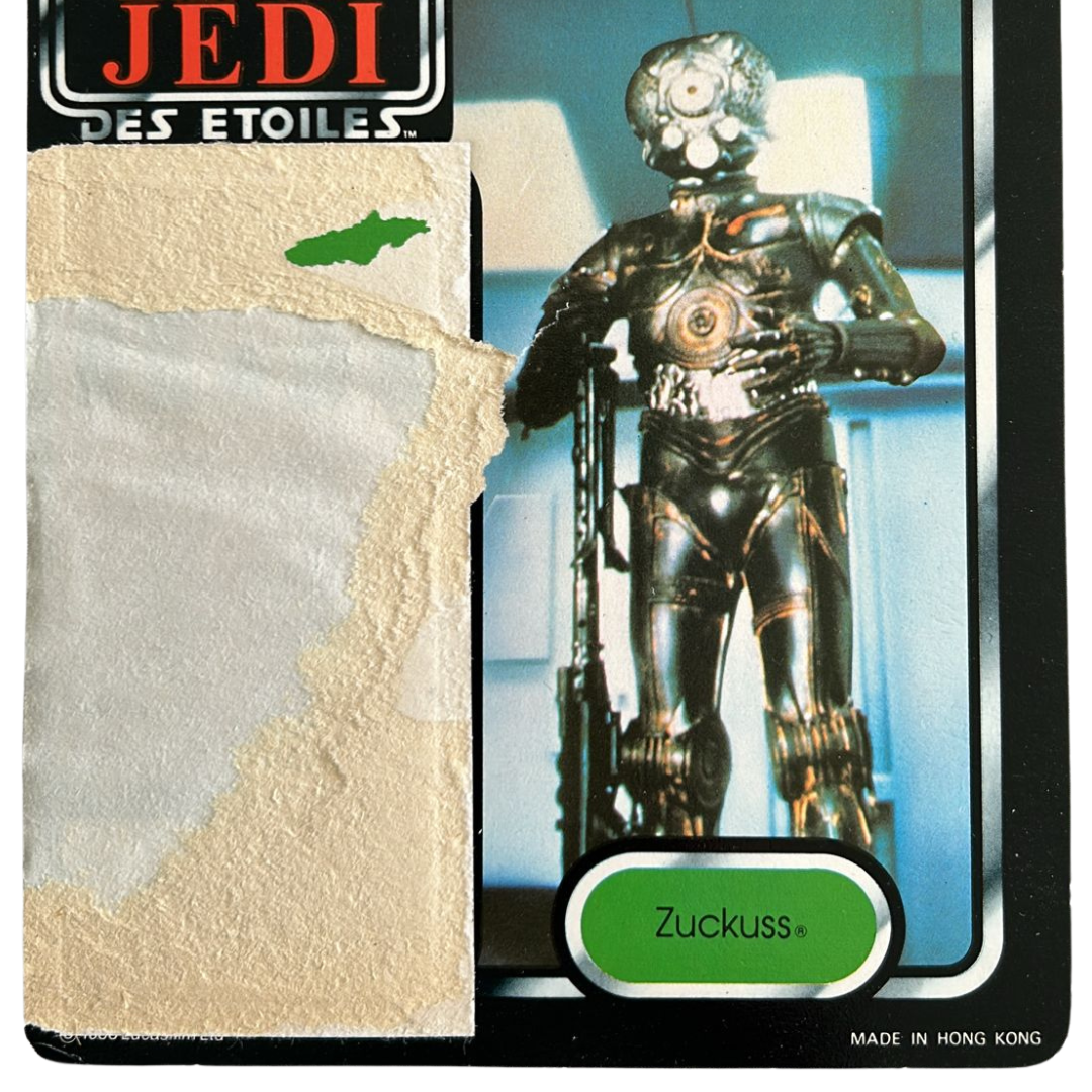 Vintage Star Wars tri logo 1983 ROTJ Zuckuss Bounty Hunter card back Kenner Orig