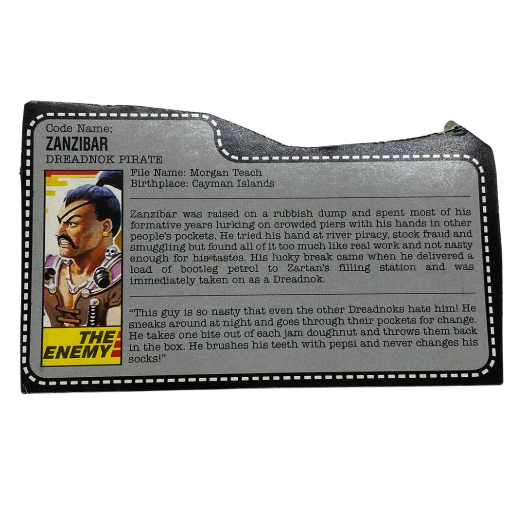 GI Joe, Action Force Zanzibar Air Skiff filecard from box 134