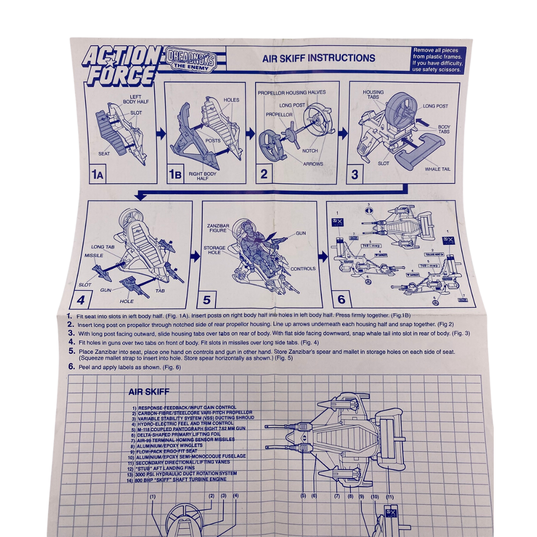 GI Joe, Action Force Zanzibar Air Skiff Vehicle instructions  / blueprints 57