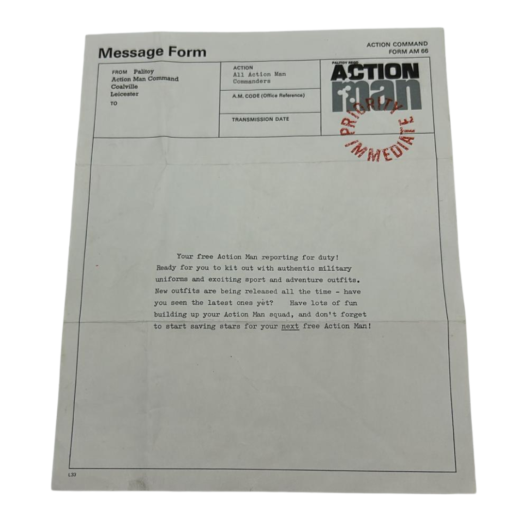 Action Man Free Action Man letter form AM66 Coalville original Palitoy VAM 641