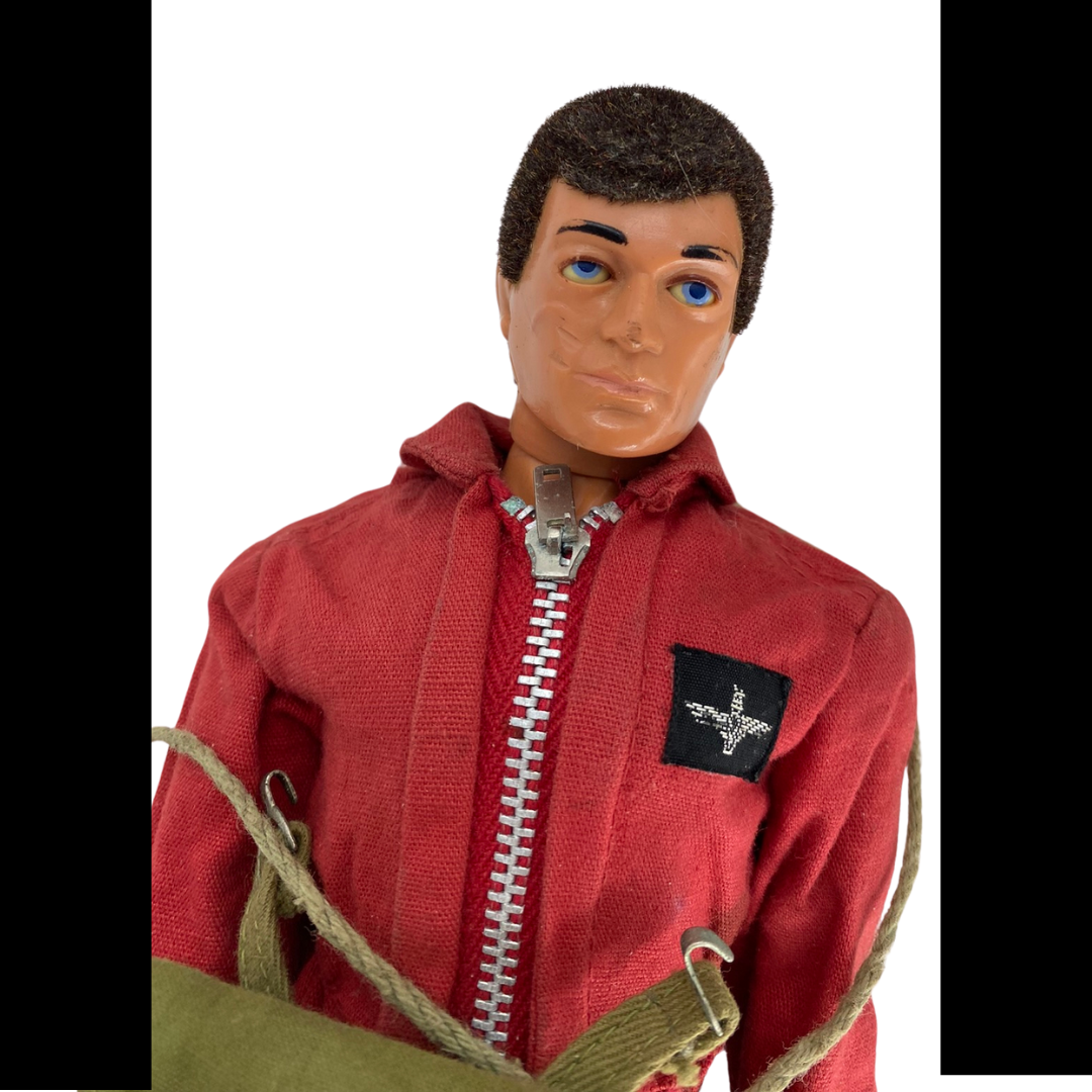 Vintage Action Man figure with Red Devil parachute uniform head repaired