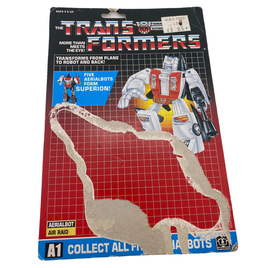 Transformers G1 Skydive Air Raid original cardback with tech spec Superion