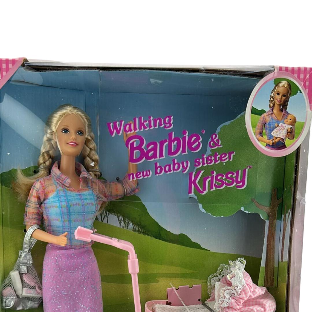 Barbie Walking Barbie & New Baby Sister Krissy & baby pram 22232