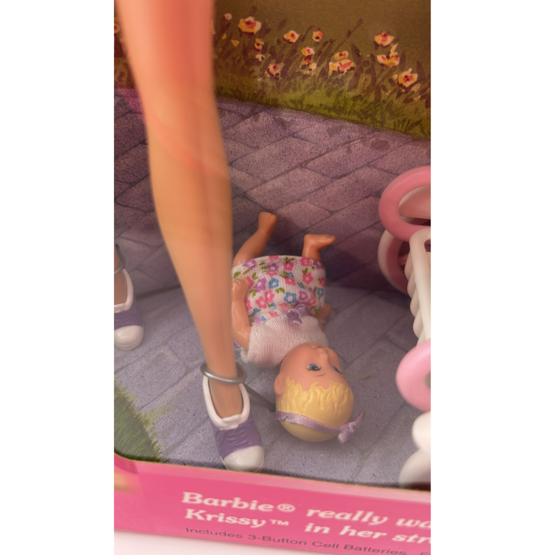 Barbie Walking Barbie & New Baby Sister Krissy & baby pram 22232