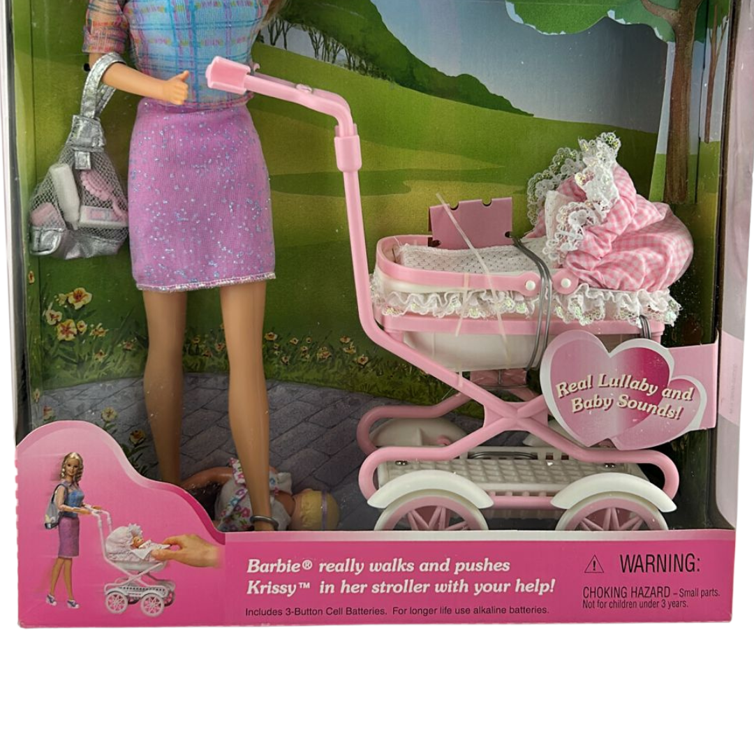 Barbie Walking Barbie & New Baby Sister Krissy & baby pram 22232