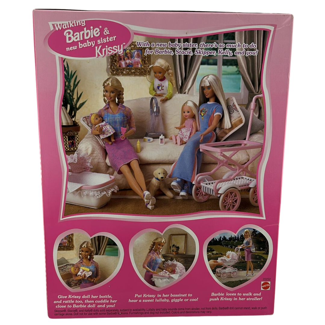 Barbie Walking Barbie & New Baby Sister Krissy & baby pram 22232