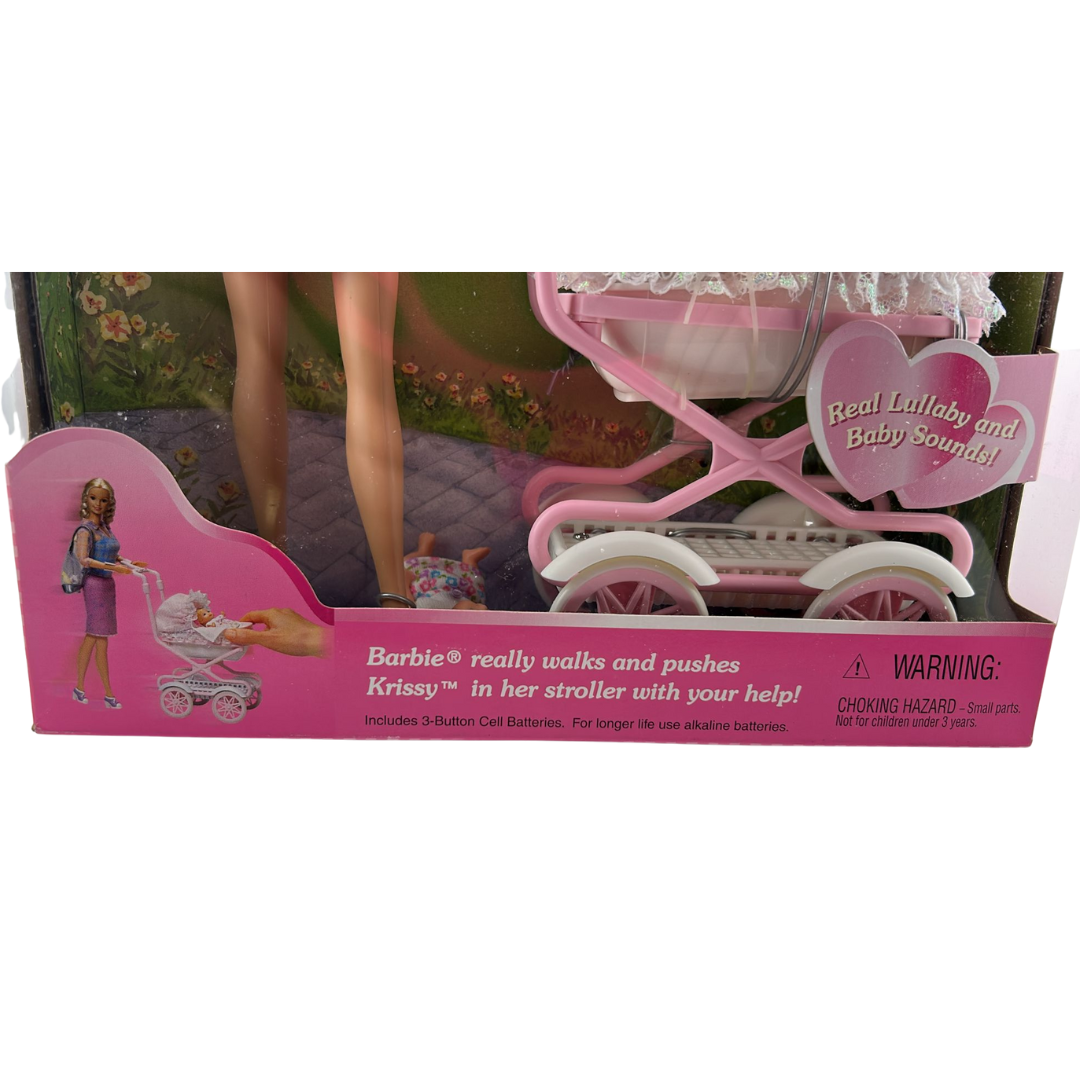 Barbie Walking Barbie & New Baby Sister Krissy & baby pram 22232