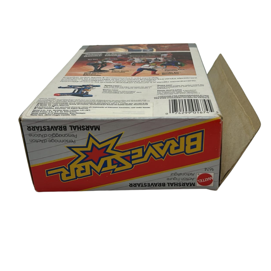 Bravestarr complete figure in opened box with bubble by Mattel included badge