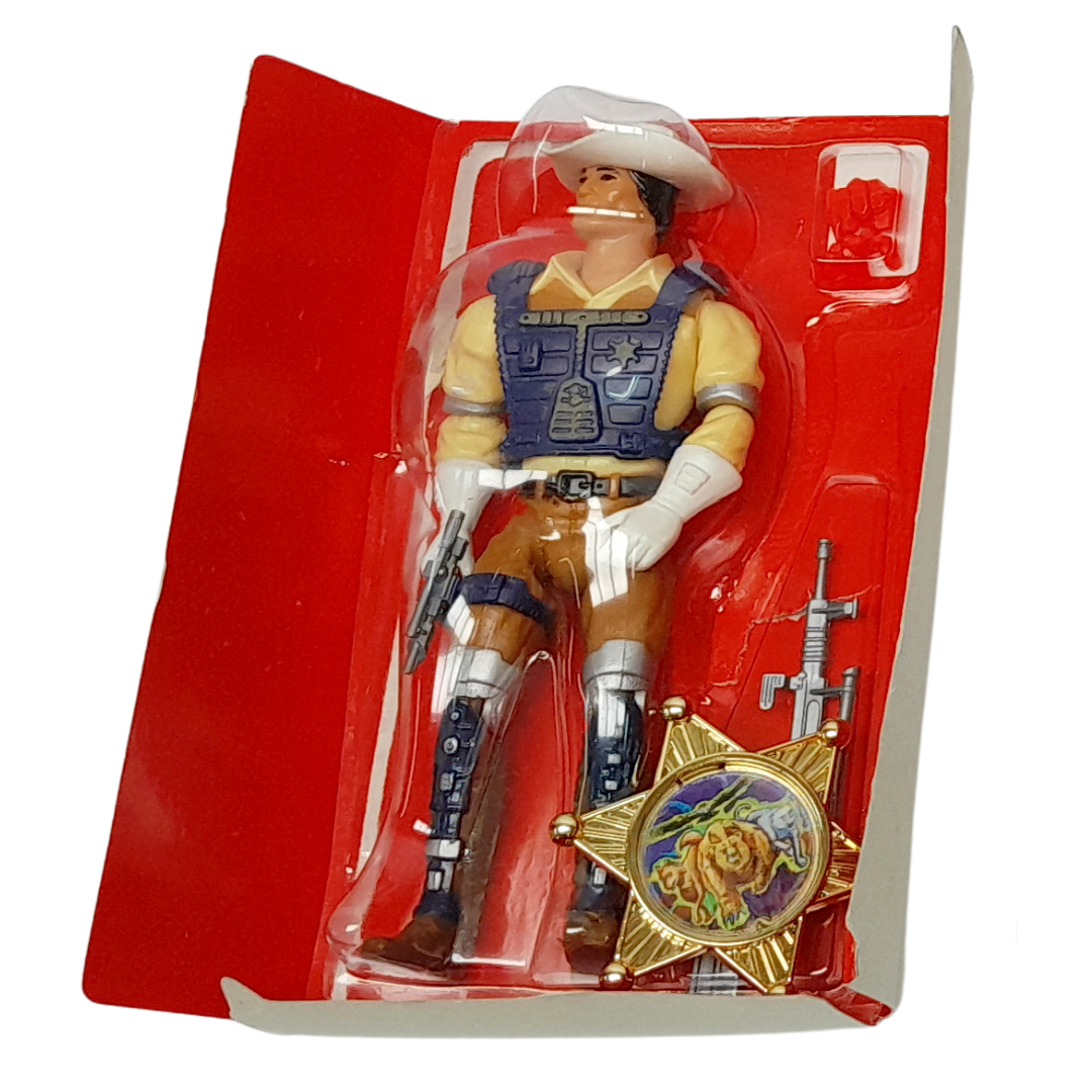 Bravestarr complete figure in opened box with bubble by Mattel included badge