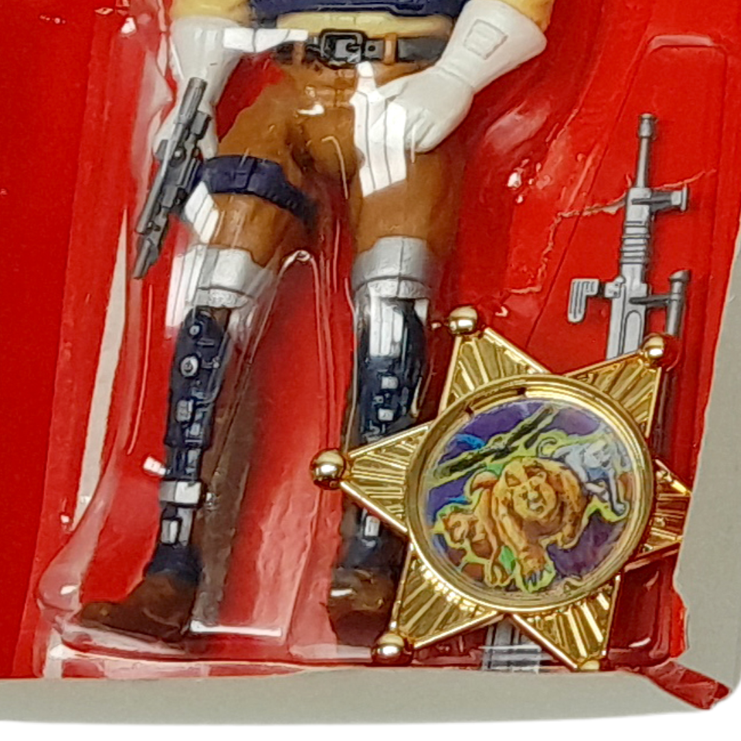 Bravestarr complete figure in opened box with bubble by Mattel included badge