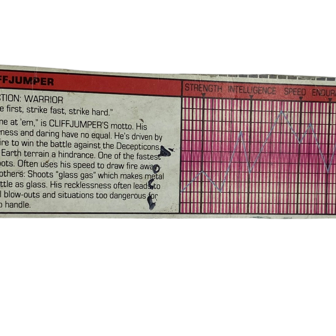 G1 Transformers Cliffjumper Tech Spec information cardback 57