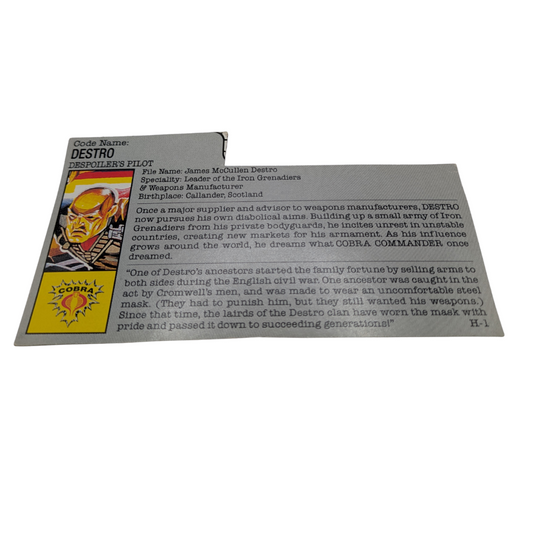 GI Joe, Action Force Destro V2 Destro's Despoiler filecard