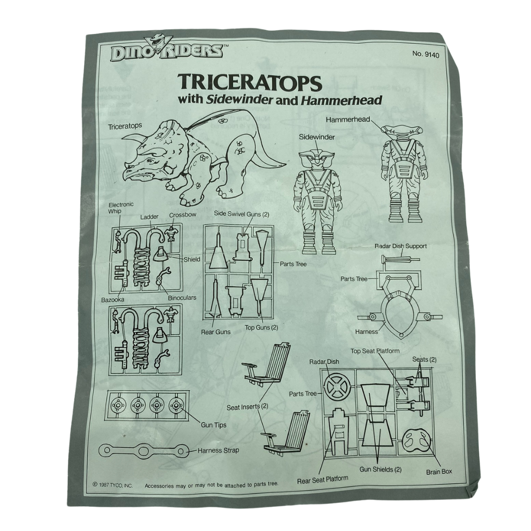 Dino Riders Triceratops instructions, by Tyco