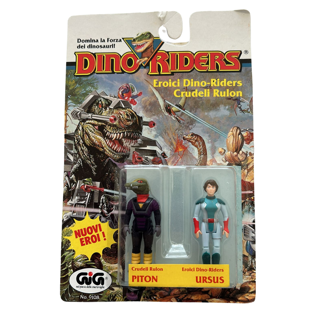 Dino Riders Ursus and Snarl & Ursus, Piton, Snarll Sealed MOC Italian card Tyco