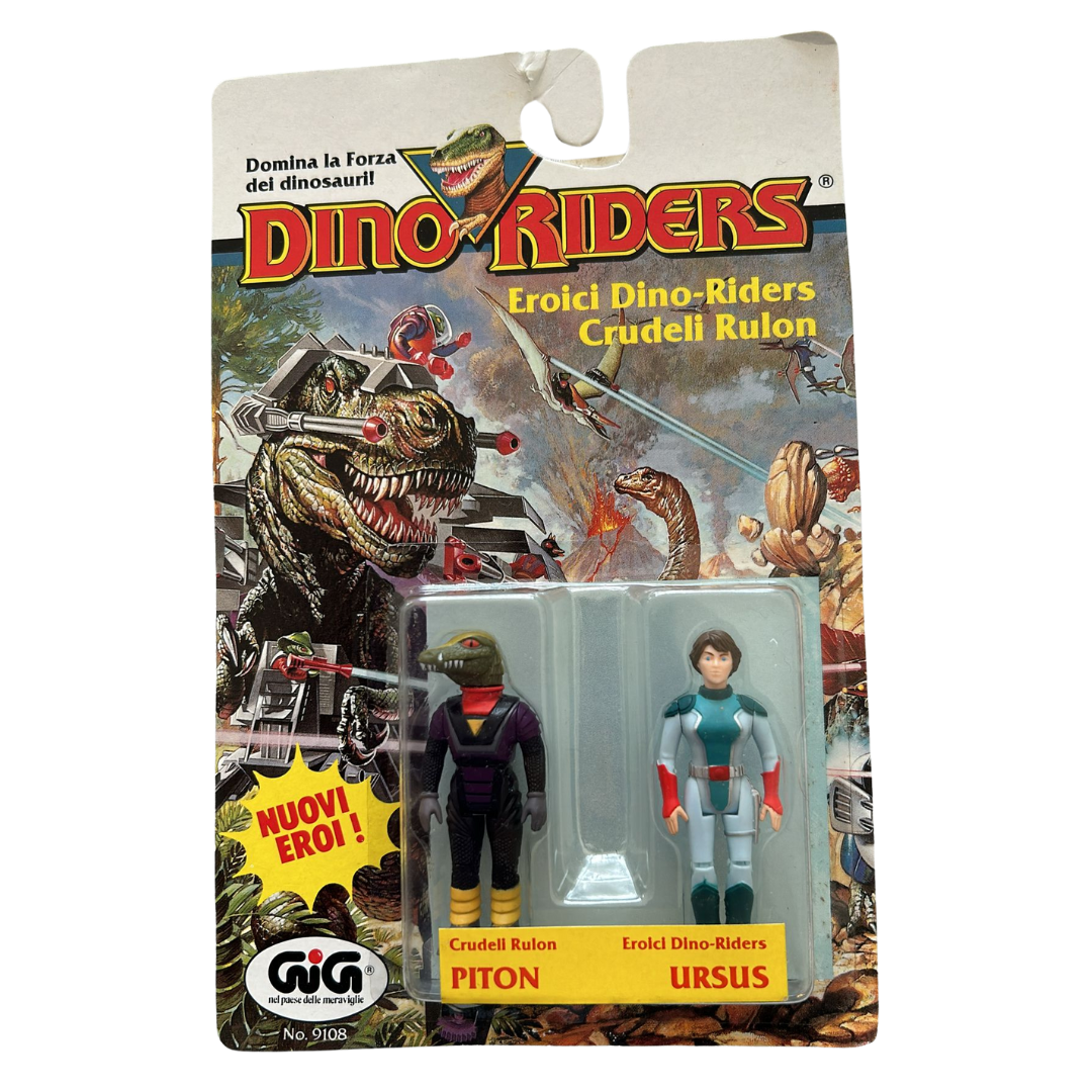 Dino Riders Ursus and Snarl & Ursus, Piton, Snarll Sealed MOC Italian card Tyco