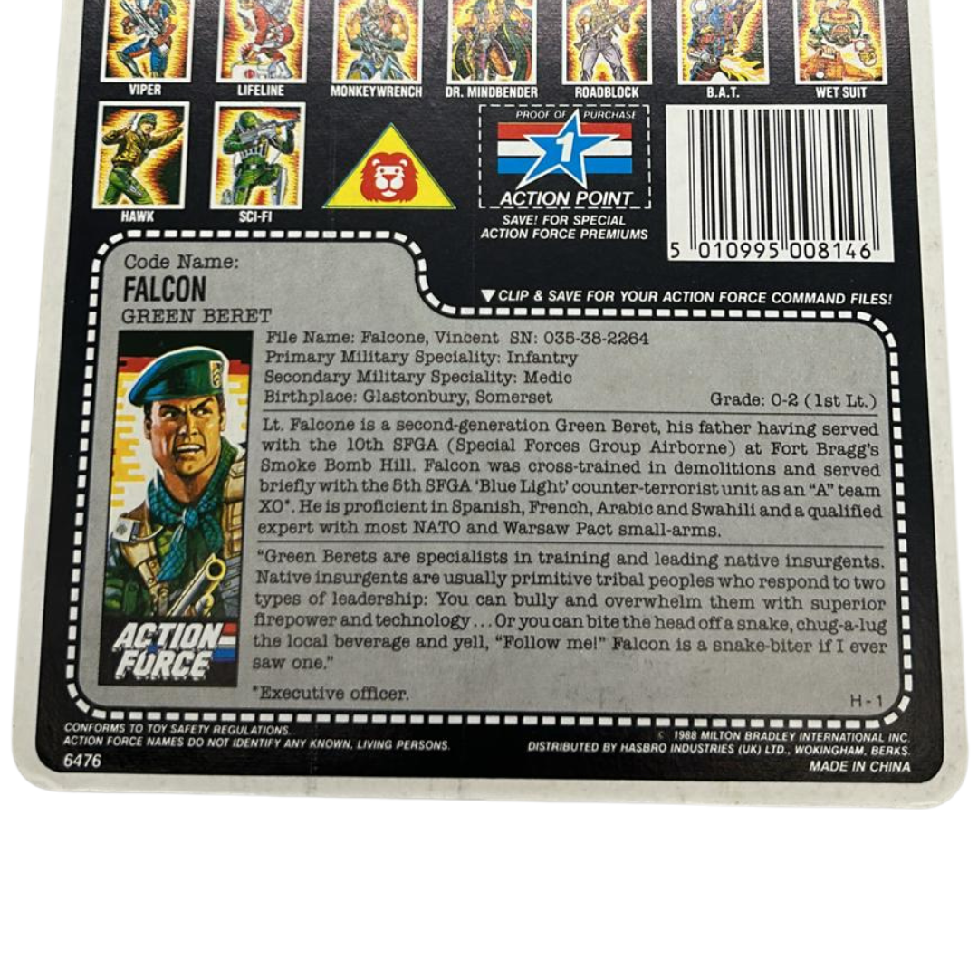 GI Joe, Action Force Falcon Action Force original cardback