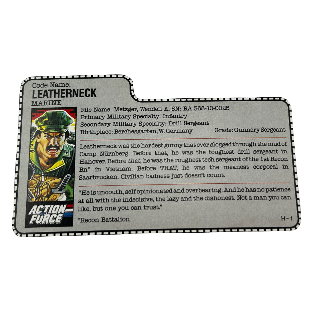 GI Joe, Action Force Leatherneck figure filecard UK version 328