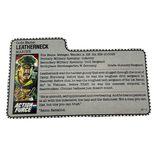 GI Joe, Action Force Leatherneck figure filecard UK version 328
