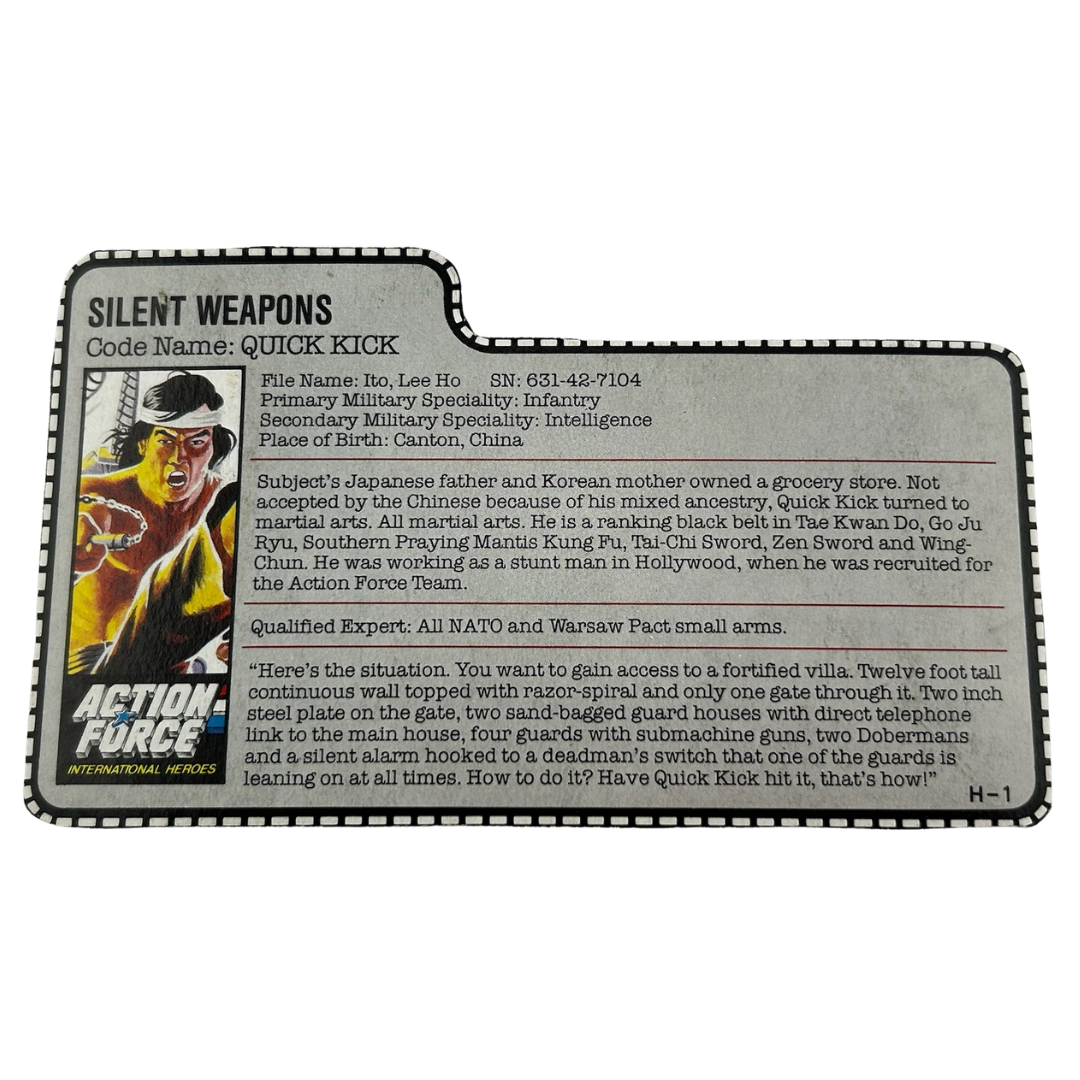 GI Joe, Action Force Quick Kick filecard UK version 907
