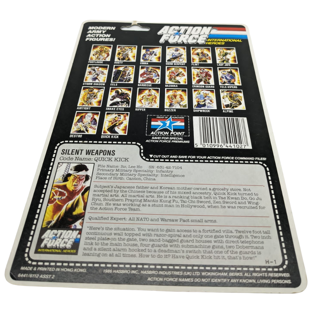 GI Joe, Action Force Quick Kick backing card, file card