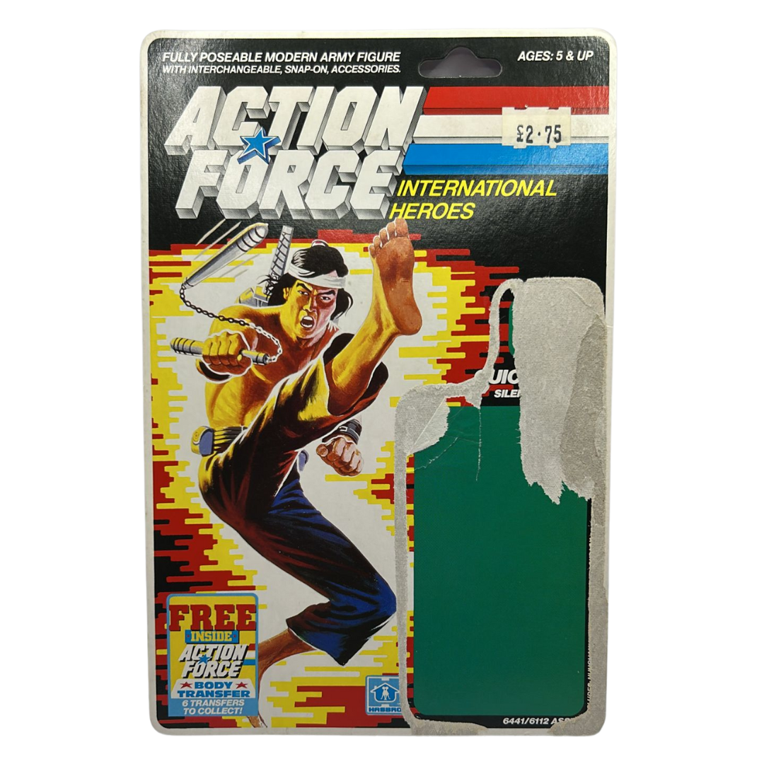 GI Joe, Action Force Quick Kick Silent Weapons original cardback backing card