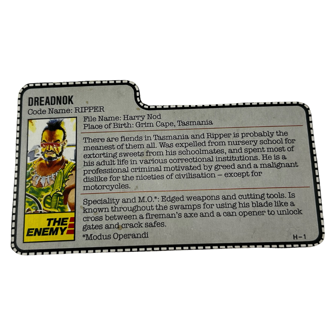 GI Joe, Action Force Ripper filecard Dreadnok 151