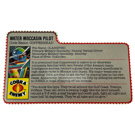 GI Joe, Action Force Copperhead filecard Water Moccasin Pilot 850