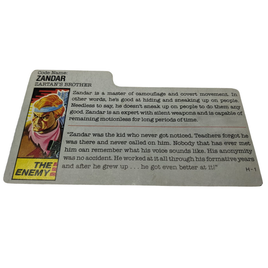 Action Force, Gi Joe Zandar filecard