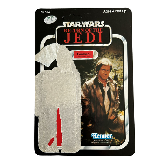 Vintage Star Wars cardback Han Trench Coat ROTJ unpunched 77 back