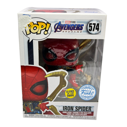 Pop Vinyl Iron Spider  limited edition 574 glows in dark exclusive