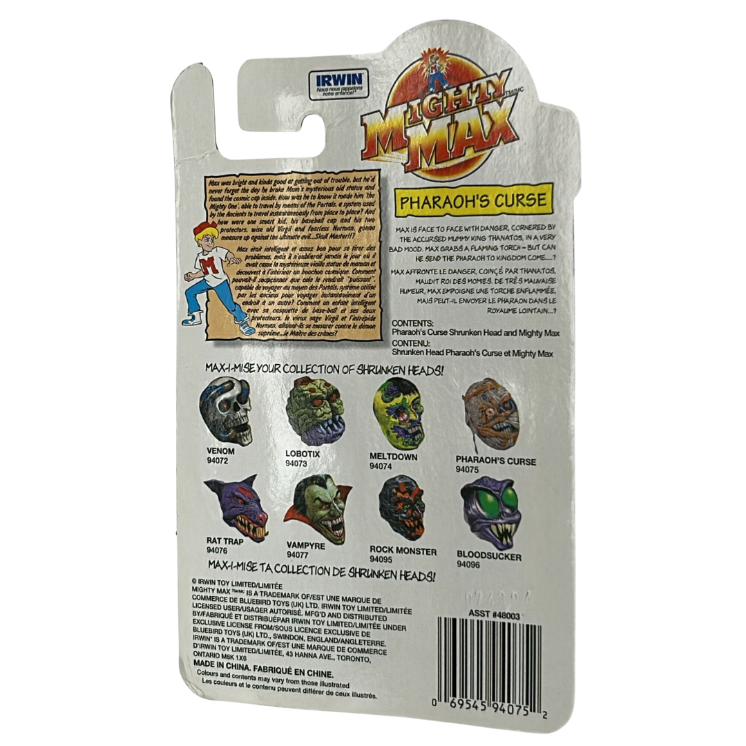 Mighty Max Pharoah's Curse Shrunken Heads MOC on Canadian card Irwin toys