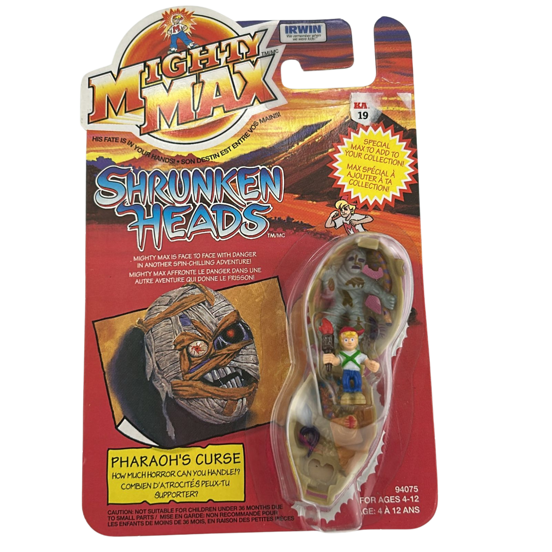 Mighty Max Pharoah's Curse Shrunken Heads MOC on Canadian card Irwin toys
