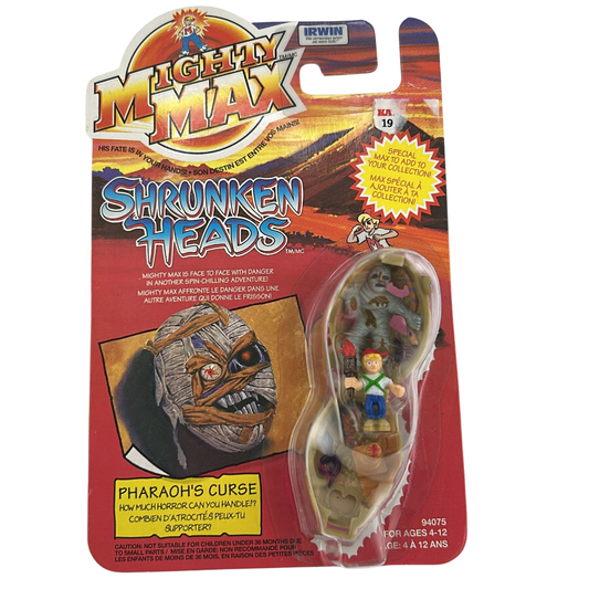 Mighty Max Pharoah's Curse Shrunken Heads MOC on Canadian card Irwin toys