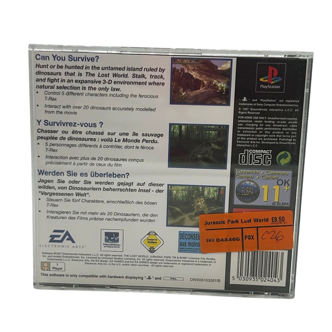The Lost World: Jurassic Park (Sony PlayStation 1, 1997) - with manual PAL