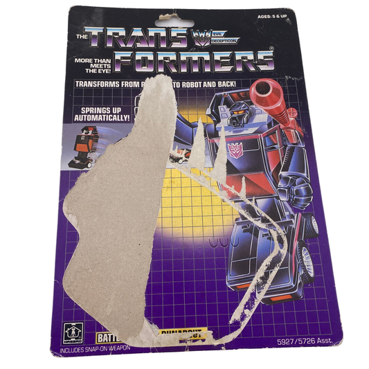 Transformers G1 Runabout Battlecharger original cardback with tech spec