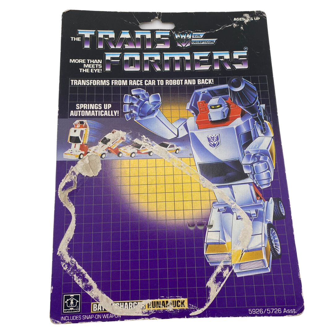 Transformers G1 Runamuck Battlecharger original cardback with tech spec