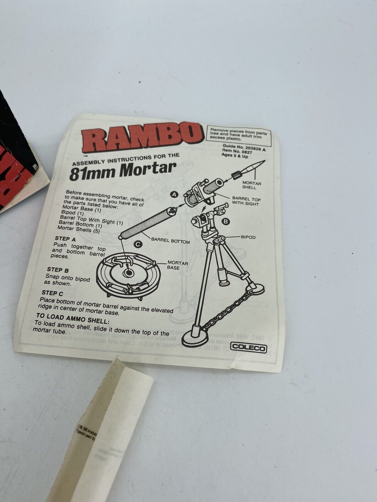 Rambo, 81mm Mortar Thunder Tube Assault with box by Coleco