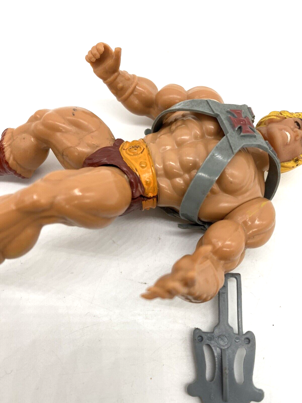 He-Man, complete with all accessories,, France, yellow hair, Heman, MOTU, 2