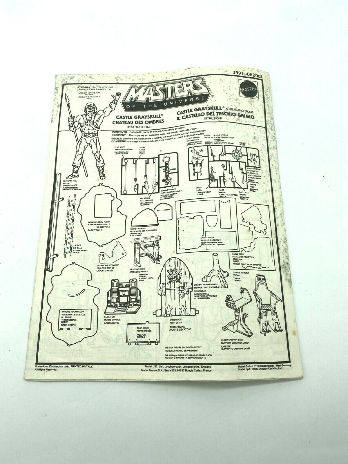 He-Man Castle Grayskull instructions, Heman, MOTU