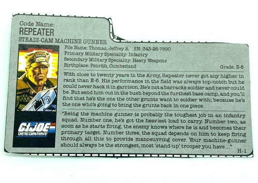 GI Joe, Action Force, Repeater filecard, G.I. Joe