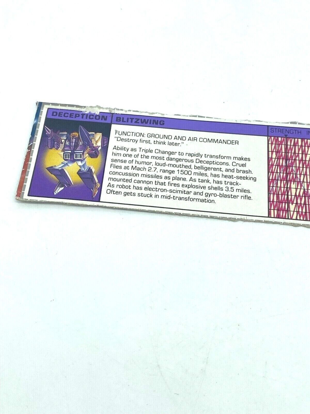 Transformers G1 Blitzwing Tech spec card